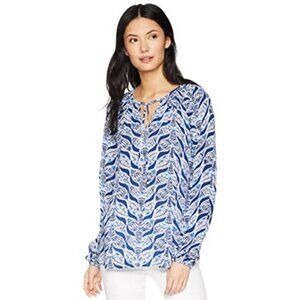 Lilly Pulitzer Willa Tunic Blouse in Blue Mermaid's Tail - Size Small